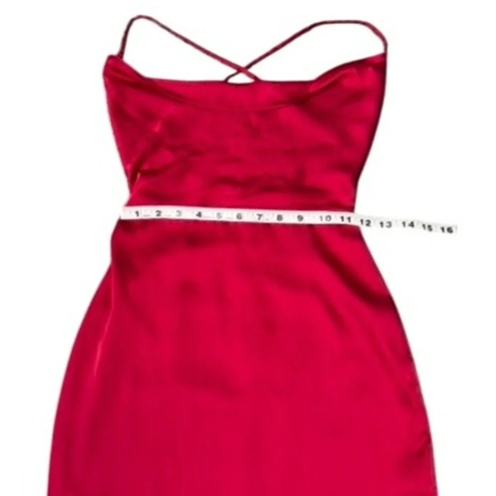 OH‎ POLLY Red Satin Cowl Neck Mini Dress UK 4 / US 0 Holiday Party - Picture 5 of 7